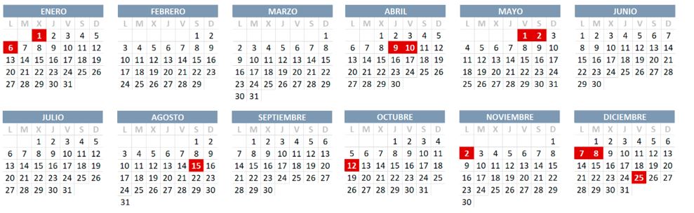 Calendario Julio 2019 Con Festivos