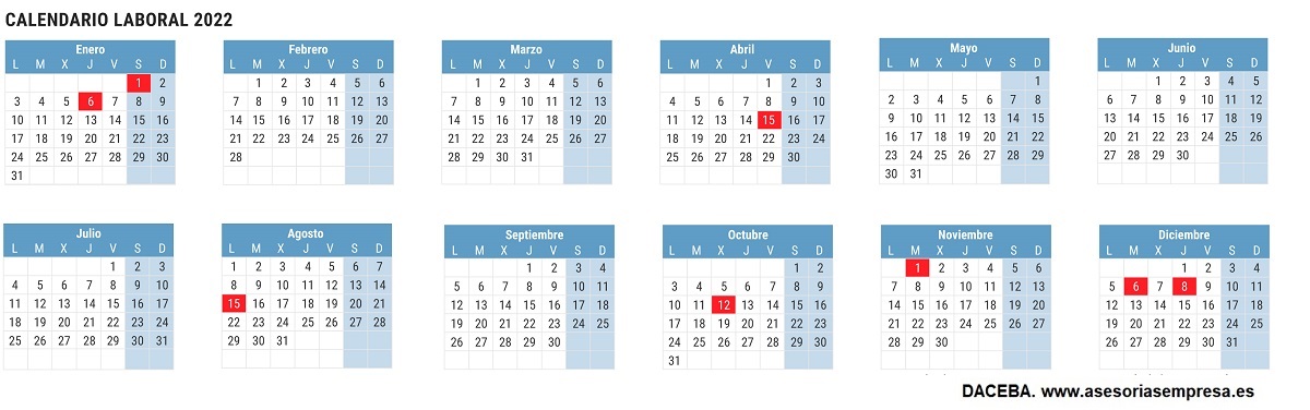 calendario laboral nacional 2022